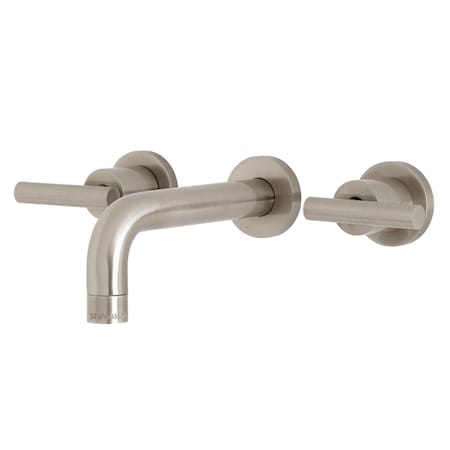 Kingston Brass KS8128CML Manhattan 2-Handle 8" Wall Mount Bathroom Faucet, Brushed Nkl KS8128CML